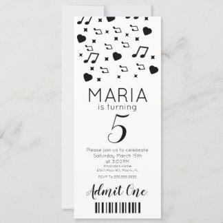 Niedliches Concert Music Ticket Style Party Einladung