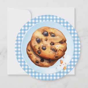 Niedliches Cookie ist auf dem Weg Blue Baby Dusche Einladung