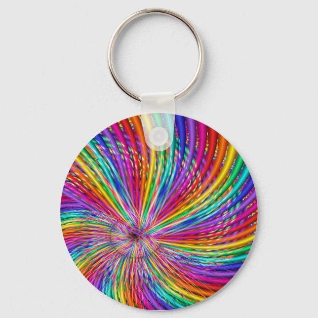 Niedliches Cooles Abstraktes Muster "Rainbow Swirl Schlüsselanhänger (Vorderseite)