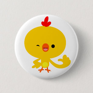 Niedliches cooles Cartoon-Huhn-Knopf-Abzeichen Button