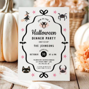 Niedliches Coquette Halloween Abendessen Party Einladung