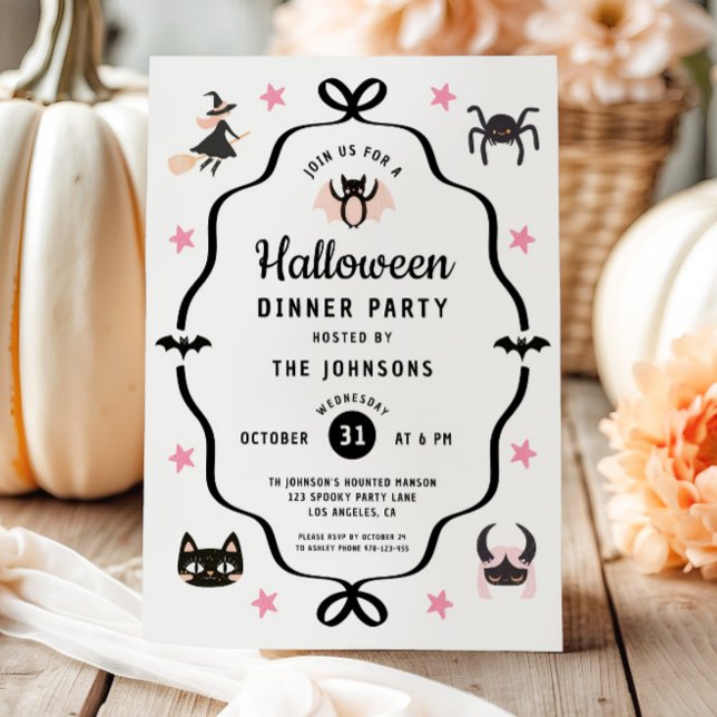 Niedliches Coquette Halloween Abendessen Party Einladung (Cute Coquette Halloween Dinner Party Invitation)