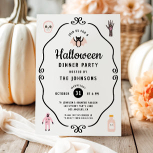 Niedliches Coquette Halloween Abendessen Party Einladung