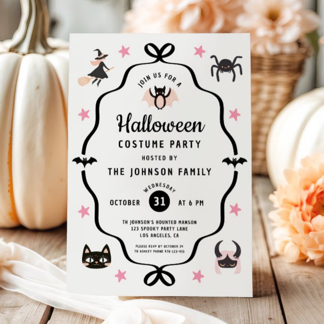 Niedliches Coquette Halloween Party Einladung (Cute Coquette Halloween Costume Party Invitation)