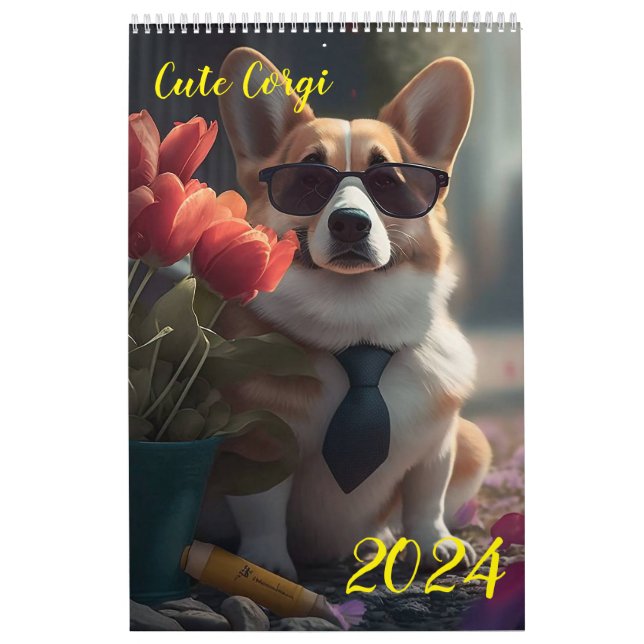 Niedliches Corgi. 2024 Kalender (Titelbild)