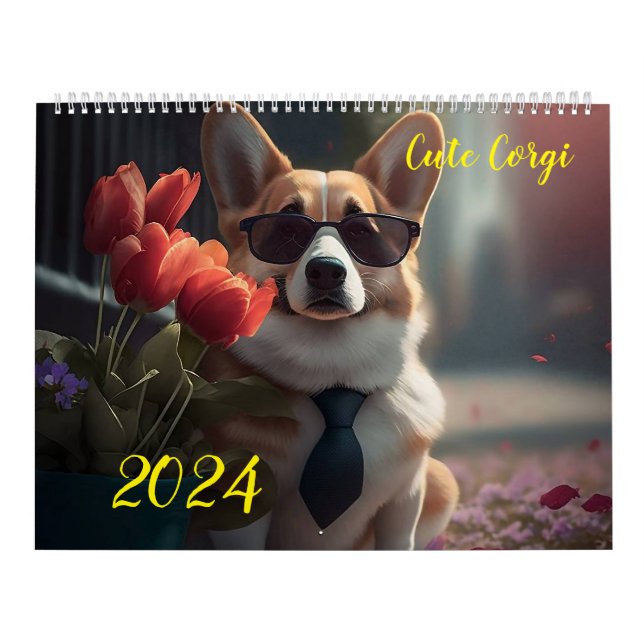 Niedliches Corgi. 2024 Kalender (Titelbild)