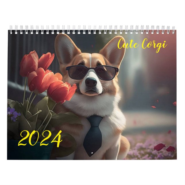 Niedliches Corgi. 2024 Kalender (Titelbild)