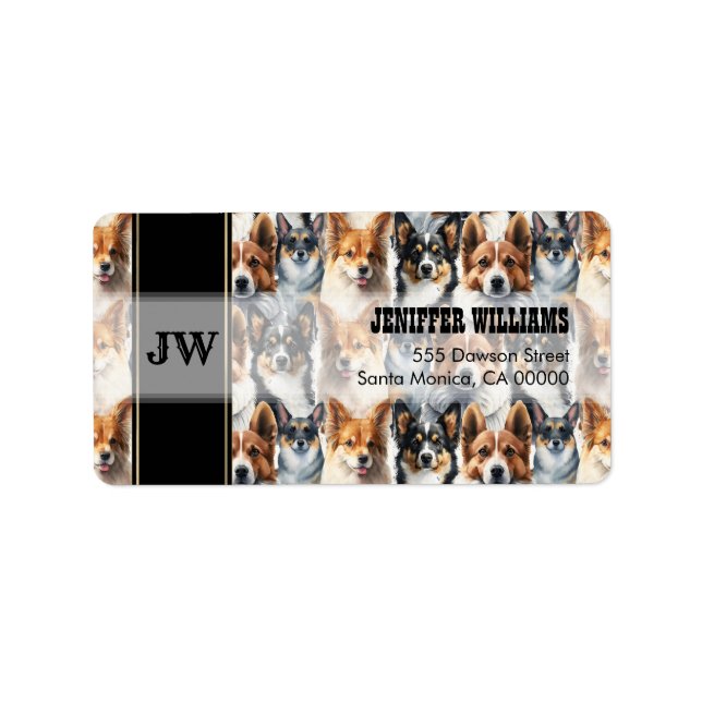 Niedliches Corgi-Dog-Muster Adressaufkleber (Vorne)