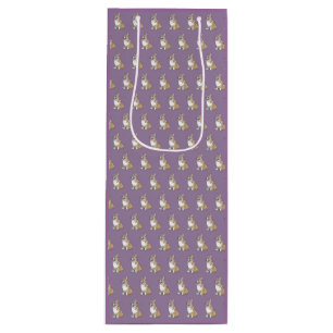 Niedliches Corgi Dog-Muster auf Violet-Hintergrund Geschenktüte Für Weinflaschen
