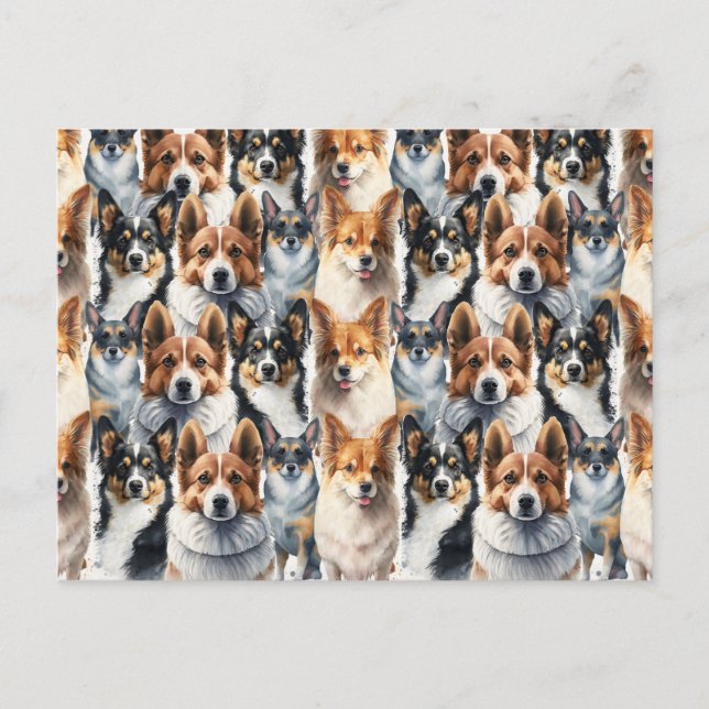 Niedliches Corgi-Dog-Muster Postkarte (Vorderseite)