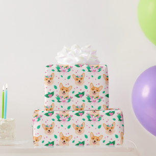 Niedliches Corgi Floral Wrapping Paper Geschenkpapier