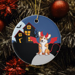 Niedliches Corgi Halloween Devil Kostüm Spuk Haus Keramik Ornament<br><div class="desc">Glückliches Halloween aus diesem niedlichen Corgi,  der in einem bösen Teufelskleid für den Urlaub gekleidet ist. Dieser lustige Hund sitzt vor einem unheimlichen Spuk Haus,  das bereit ist,  Trick oder Pflegekräfte zu begrüßen. Komm nah,  wenn du es wagst! Perfekt zum Versiegeln von Geschenken aus Gastgeschenk.</div>