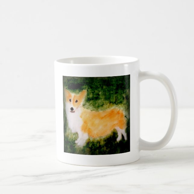 Niedliches Corgi Hund Gemälde Kaffeetasse (Rechts)