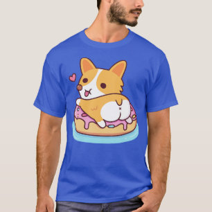Niedliches Corgi mit Hintern auf Donut Pool Float T-Shirt