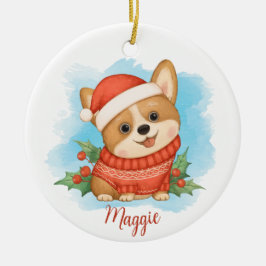 Niedliches Corgi mit Namen Keramik Ornament