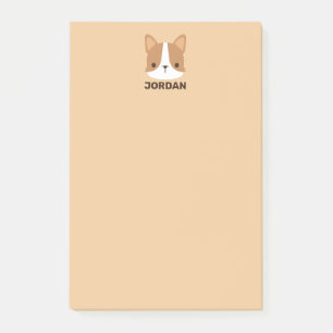 Niedliches Corgi mit Personalisiertem Namen Post-it Klebezettel