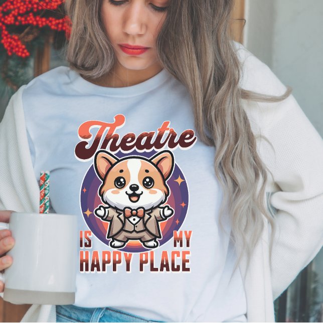 Niedliches Corgi Theater ist mein glücklicher Ort Tri-Blend Shirt (Von Creator hochgeladen)