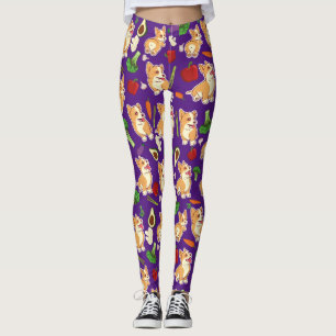 Niedliches Corgi und Gemüse Lebensmittelmuster Lil Leggings