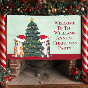 Niedliches Corgi Weihnachtsbaum Personalisiertes P Banner