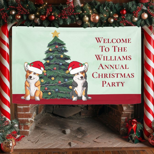 Niedliches Corgi Weihnachtsbaum Personalisiertes P Banner (Von Creator hochgeladen)