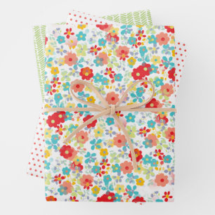 Niedliches Cornflora Rosa Aqua Geschenkpapier Set