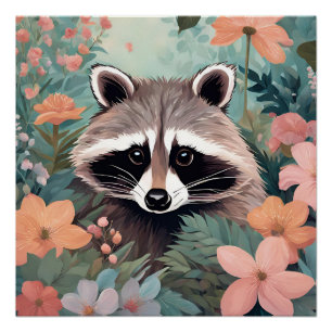 Niedliches Cottage-Raccoon Poster