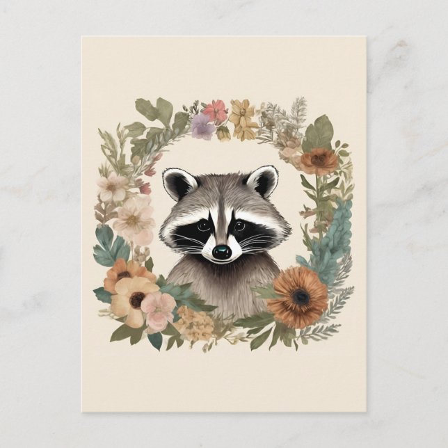 Niedliches Cottage-Raccoon Postkarte (Vorderseite)