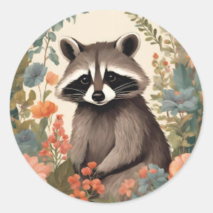 Niedliches Cottage-Raccoon Runder Aufkleber
