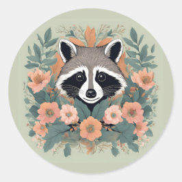 Niedliches Cottage-Raccoon Runder Aufkleber