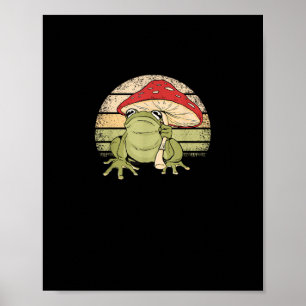 Niedliches Cottagecore-Frosch-Pilz-Goblincore-Kröt Poster
