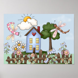 Niedliches Country Folk Art Picture Poster