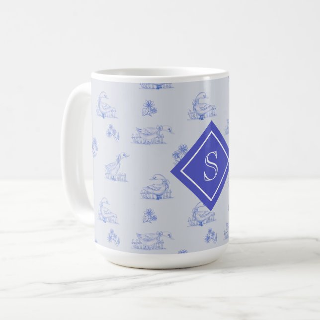 Niedliches Country Gänse Toile Muster Kaffeetasse (Vorderseite Links)