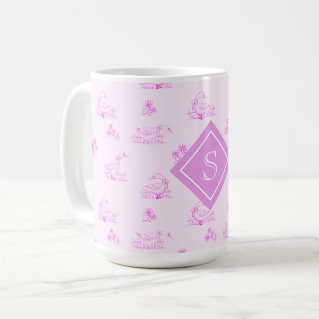 Niedliches Country Gänse Toile Muster Kaffeetasse (Vorderseite Links)