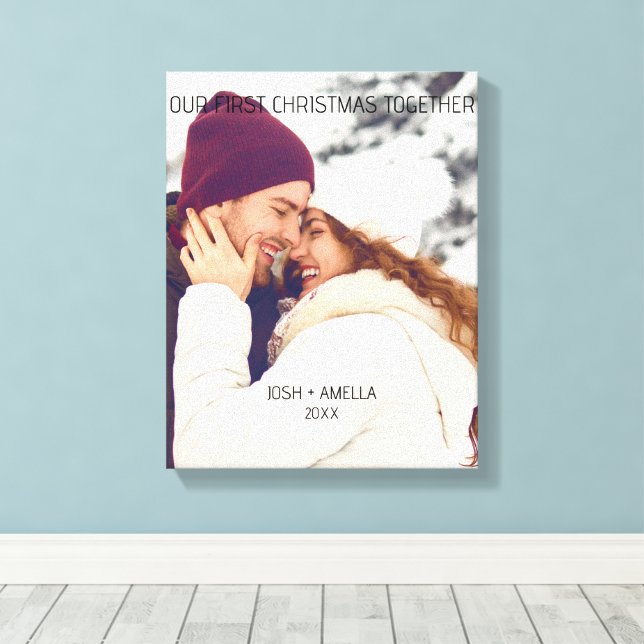 Niedliches Couple Custom Foto Leinwanddruck (Insitu (Holzboden))