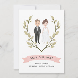 Niedliches Couple-Portrait Moderne Save the Date-K