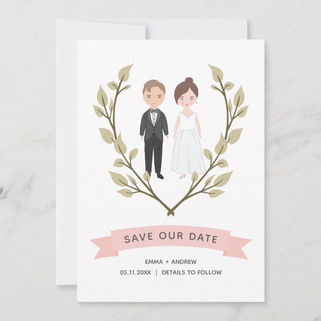 Niedliches Couple-Portrait Moderne Save the Date-K (Vorderseite)