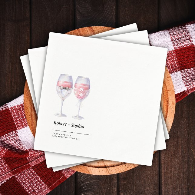 Niedliches Couple Wedge Wine Glass Weiß Minimalist Serviette (Von Creator hochgeladen)