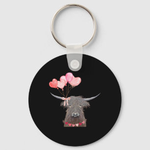 Niedliches Cow Valentine Tagesdesign mit Herzloone Schlüsselanhänger