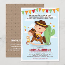 Niedliches Cowboy Baby Shower Thema Einladung