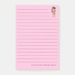 Niedliches Cowgirl Custom Lined Kids Pink Post-it Klebezettel