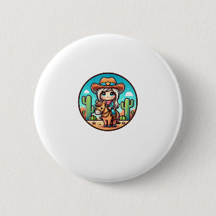 Niedliches Cowgirl Pferd Reiten Cowgirl Sonnenunte Button