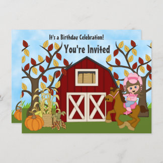 Niedliches Cowgirl, Pferd und Stallpferd Geburtsta Einladung