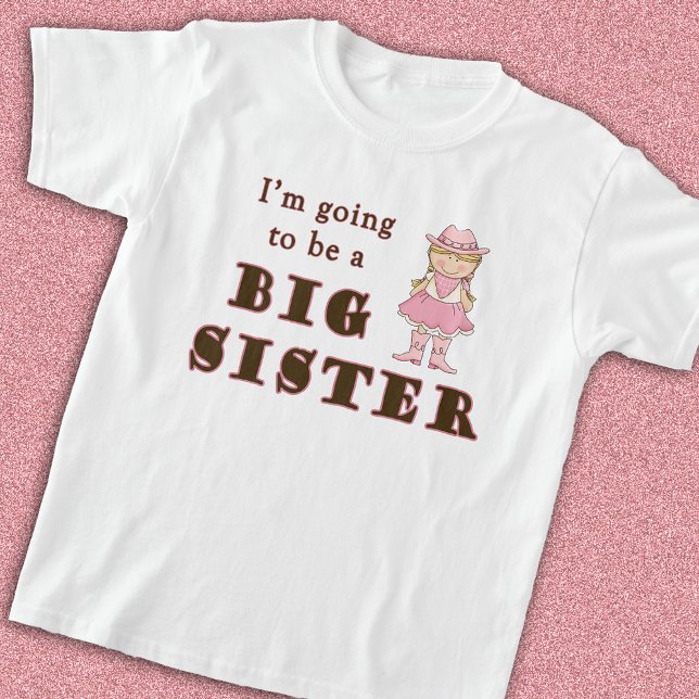 Niedliches Cowgirl Pink wird eine große Schwester T-Shirt (Von Creator hochgeladen)