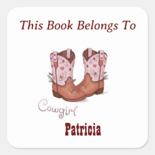 Niedliches CowGirl stiefelt dieses Buch Quadratischer Aufkleber