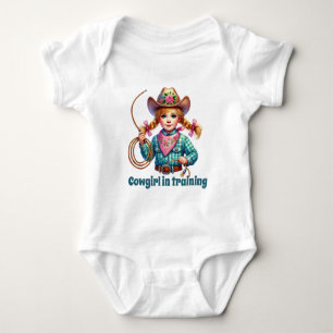 Niedliches Cowgirl-Training für anpassbare Mädchen Baby Strampler