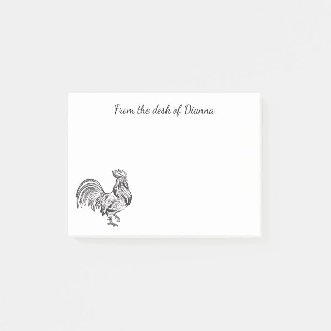 Niedliches Crazy Chicken Lady Farm Bauer Rooster Post-it Klebezettel (Vorderseite)