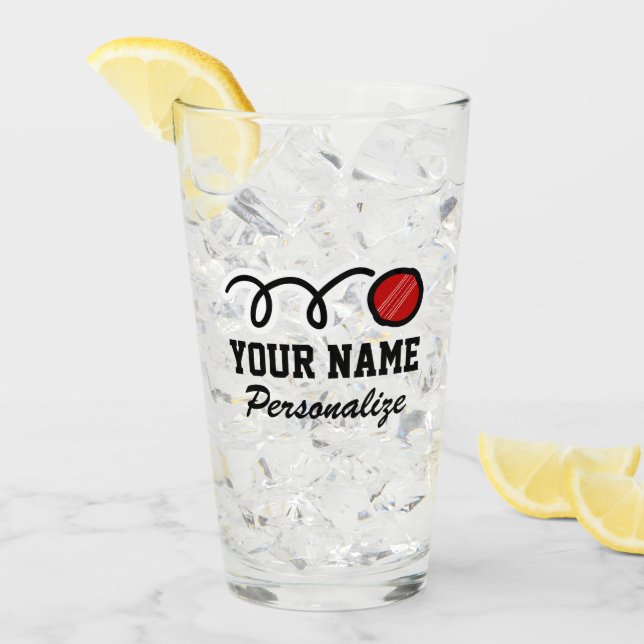 Niedliches Cricket-Cartoon individuelle Name Sport Glas (Vorderseite Ice)
