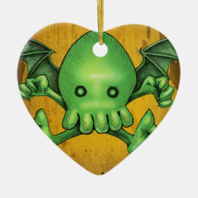 Niedliches Cthulhu Chibi Knien vor mir Keramik Ornament (Vorne)