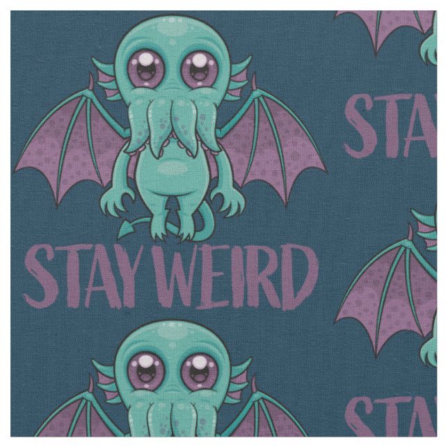 Niedliches Cthulhu-Monster Bleibe Stoff (Nahaufnahme)