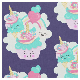 Niedliches Cupcake and Happy Ice Cream Muster Stoff